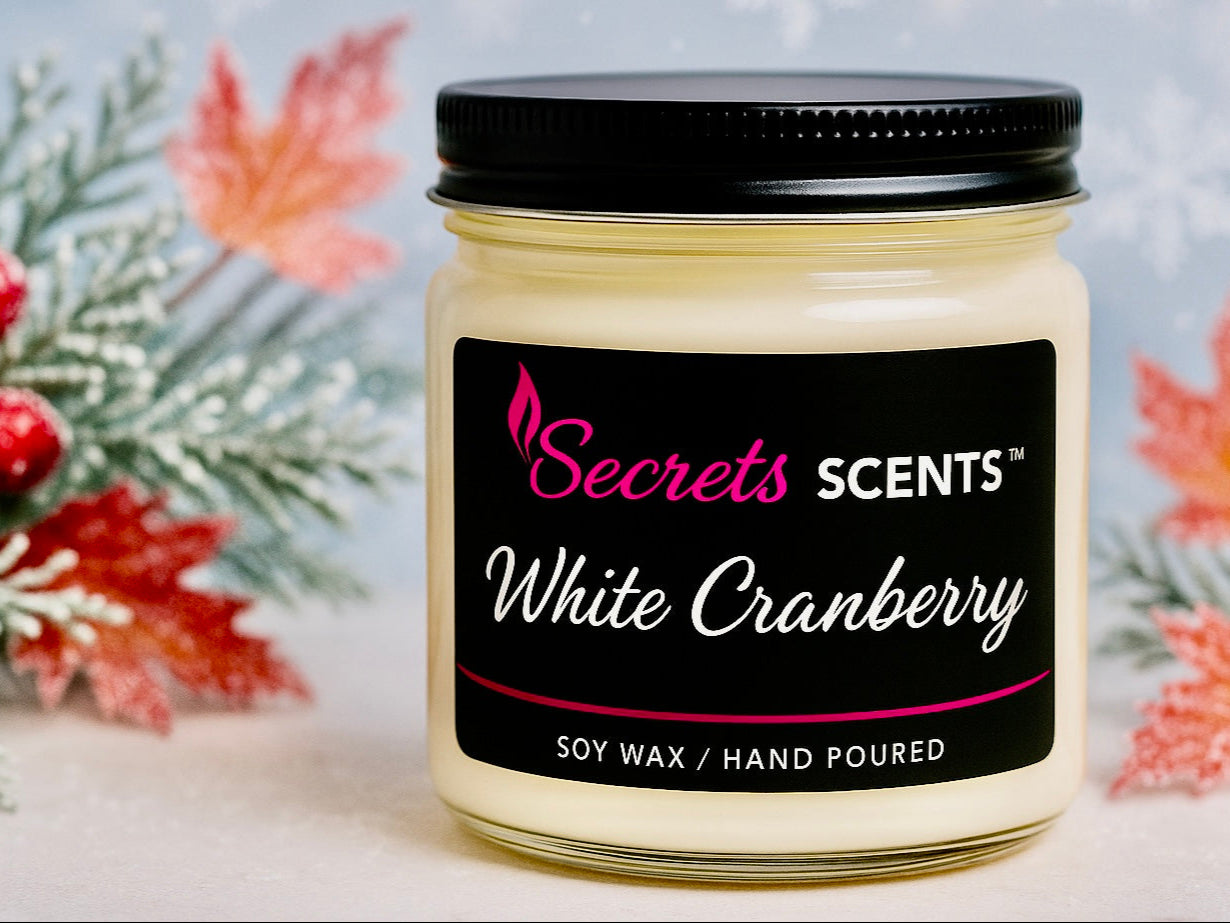 White Cranberry Highly Scented Natural Soy Wax Candle
