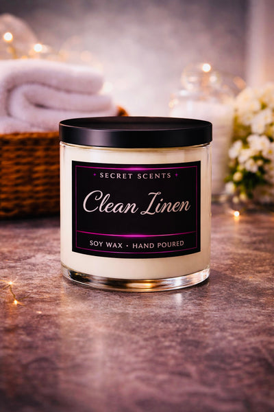 Clean Linen Highly Scented Aromatherapy Natural Soy Wax Candle