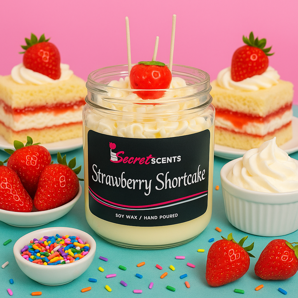 Strawberry Shortcake Highly Scented Natural Soy Wax Candle