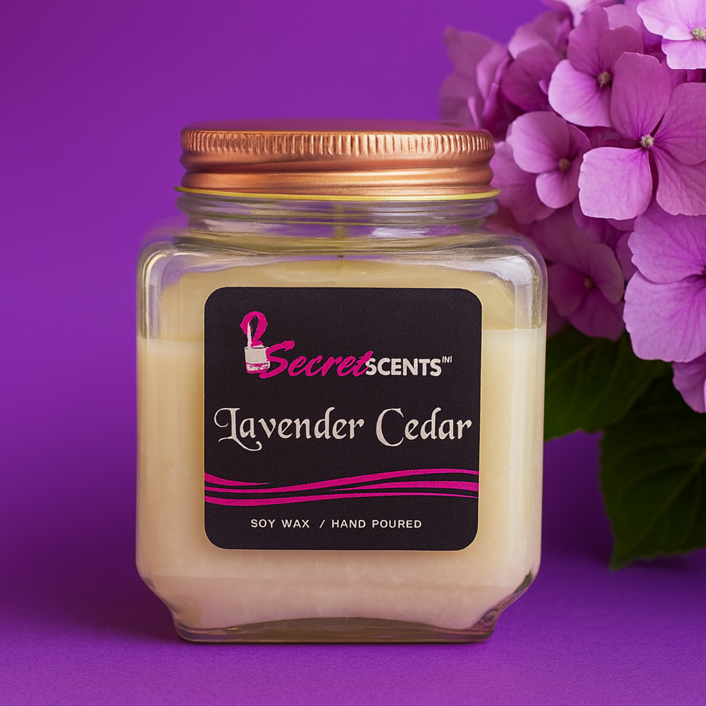 Lavender Cedar Highly Scented Natural Soy Wax Candle